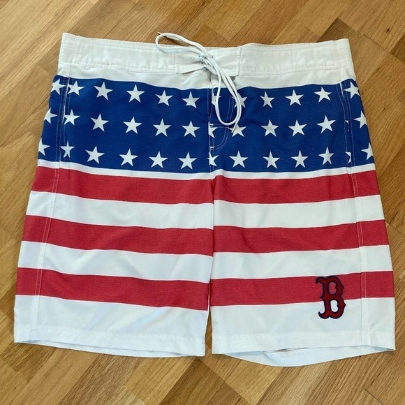 Boston Red Sox Carl Banks G-III authentic USA flag Swim Trunks size XL - Picture 1 of 3